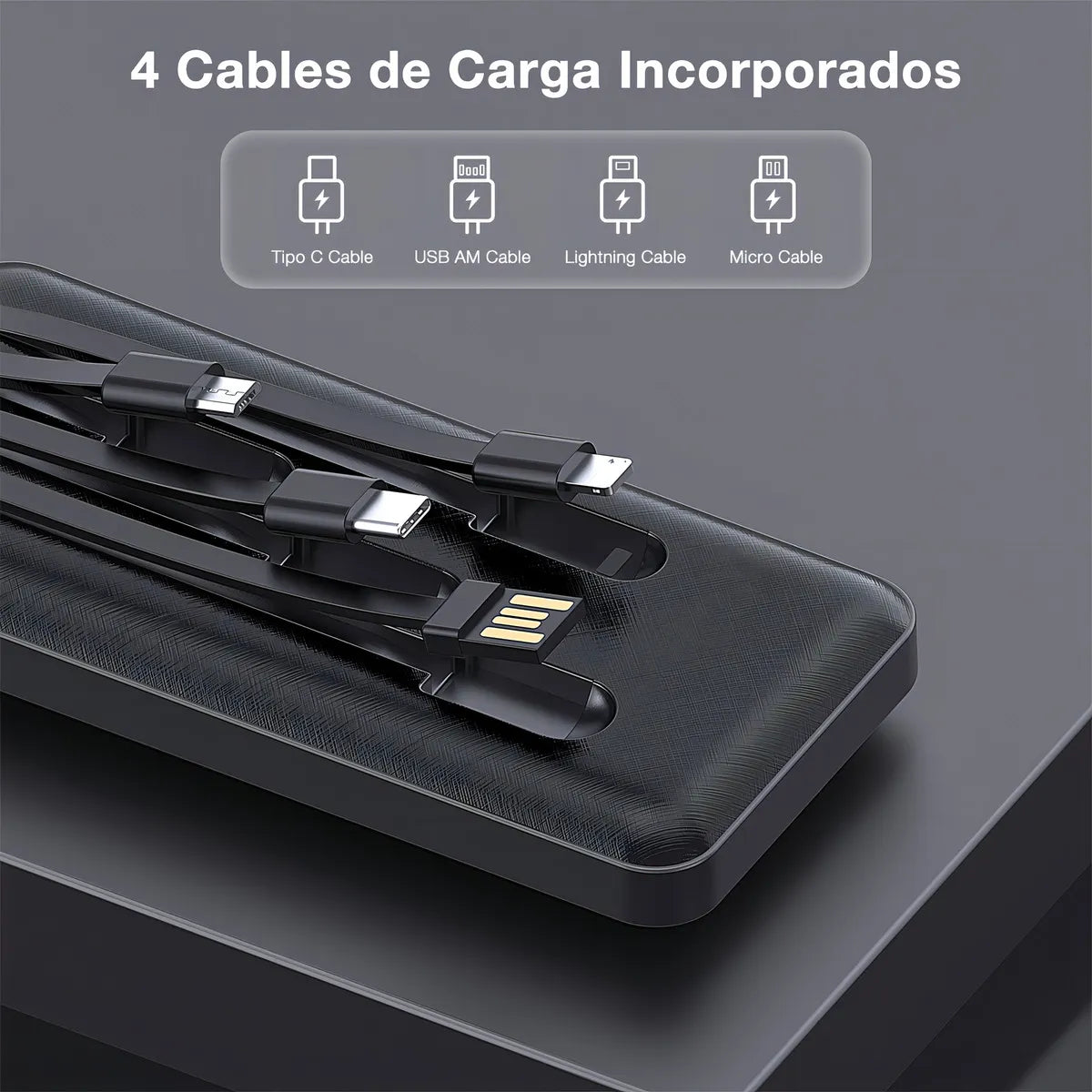 Cargador portatil con cable 10000mah