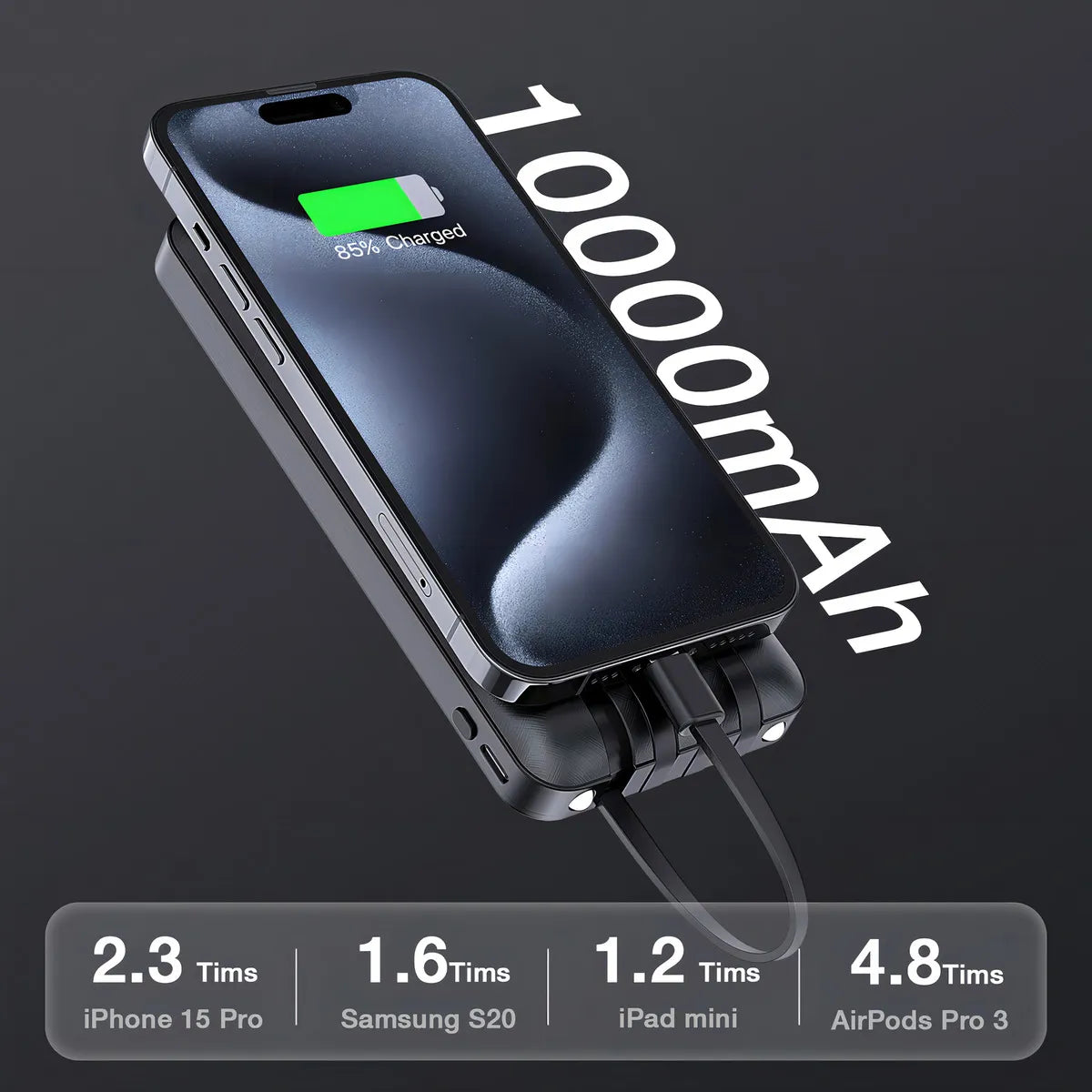 Cargador portatil con cable 10000mah